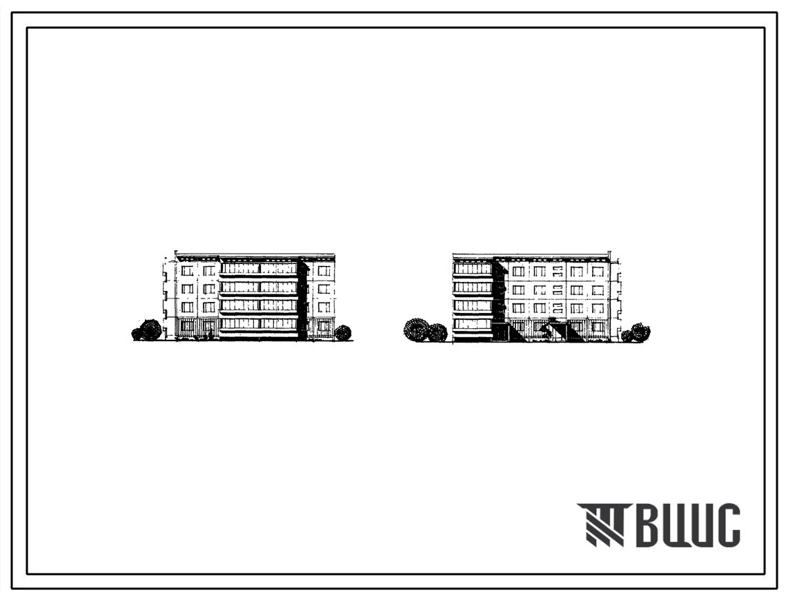 Типовой проект 76-013СП/1 Четырехэтажная блок-секция на 20 квартир (1Б.1Б.2Б-2Б.3Б) торцовая левая.