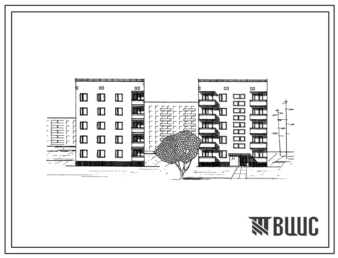 Типовой проект 87-063 Унифицированная блок-секция 5-этажного дома рядовая правая на 10 квартир 2Б-3А. Для строительства в 3Б и 3В климатических подрайонах на неравномерно сжимаемых грунтах, на просадочных и над горными выработками.