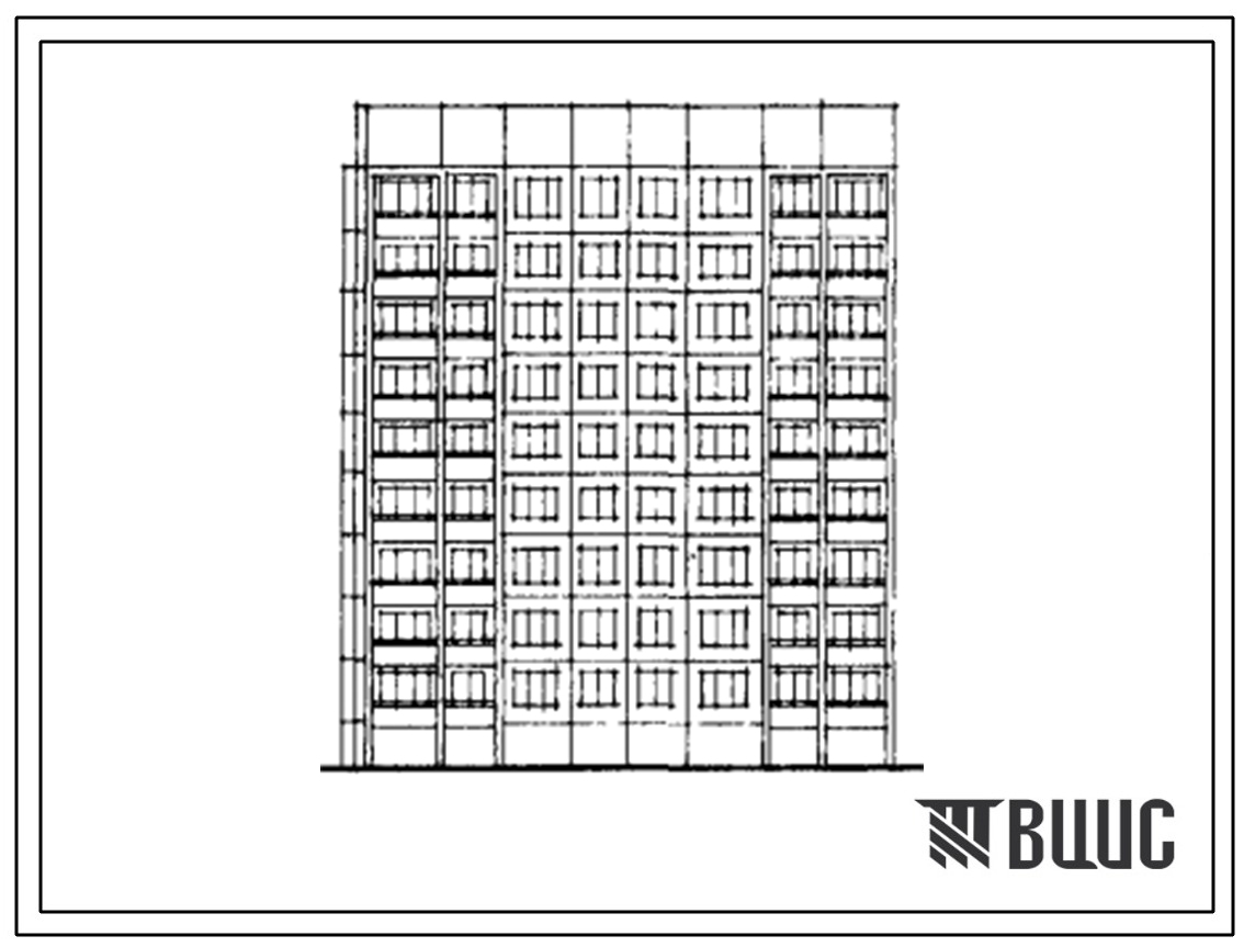Фасады Типовой проект 464Д-0153 Девятиэтажная блок-секция на 36 квартир (однокомнатных 1Б-9, двухкомнатных 2Б-9, трехкомнатных 3Б-9, четырехкомнатных 4А-9). Для строительства во 2В климатическом подрайоне г.Новополоцка