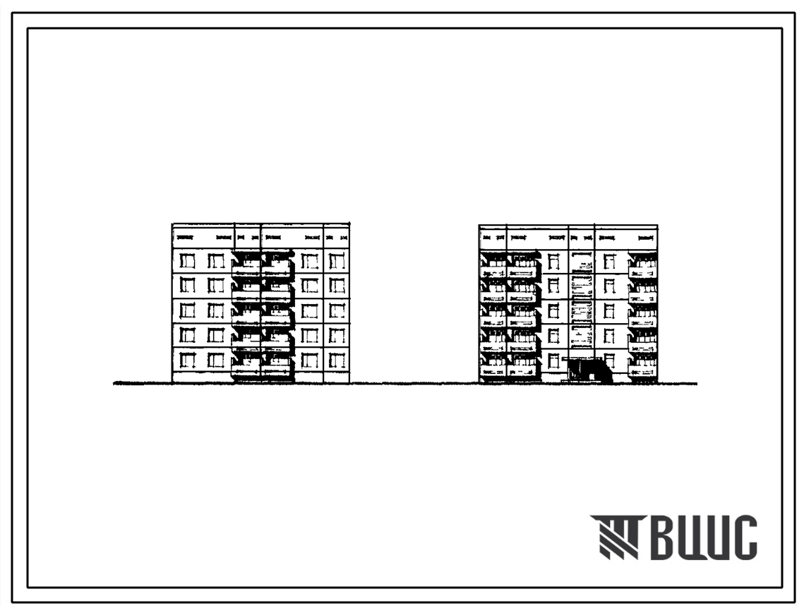 Типовой проект 135-0139с/1 Пятиэтажная блок-секция рядовая левая с торцевыми окончаниями на 10 квартир (трехкомнатных 3А-5, четырехкомнатных 4Б-5). Для строительства в 4 климатическом районе сейсмичностью 7 и 8 баллов