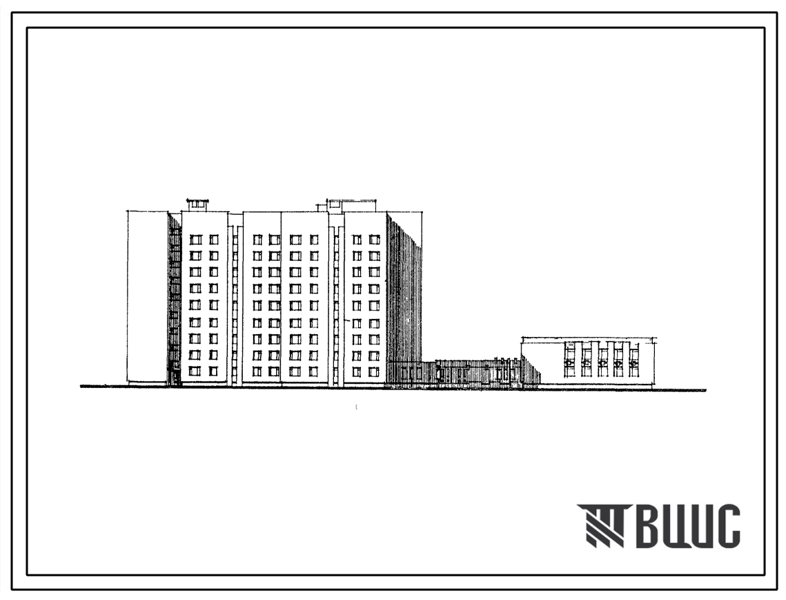 Типовой проект 164-89-89.84 9-этажное общежитие на 801 место (с жилыми ячейками на 3 и 10 человек) для рабочих и служащих. Для строительства во 2В климатическом подрайоне Белорусской ССР.