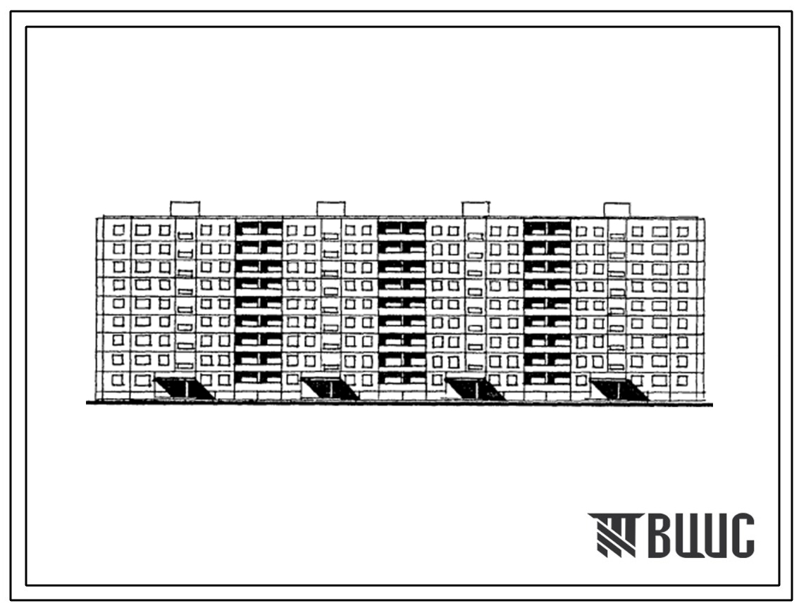Типовой проект П-49-04/М Девятиэтажный четырехсекционный крупнопанельный жилой дом на 143 квартиры