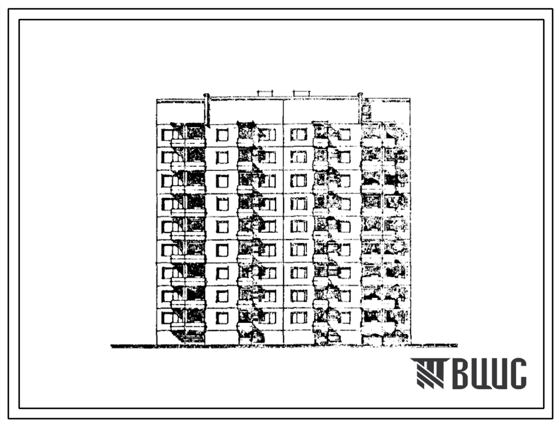 Типовой проект 120-023.2 Девятиэтажная блок-секция рядовая торцевая на 36 квартир. Для строительства во 2Б и 2В климатических подрайонах Литовской ССР
