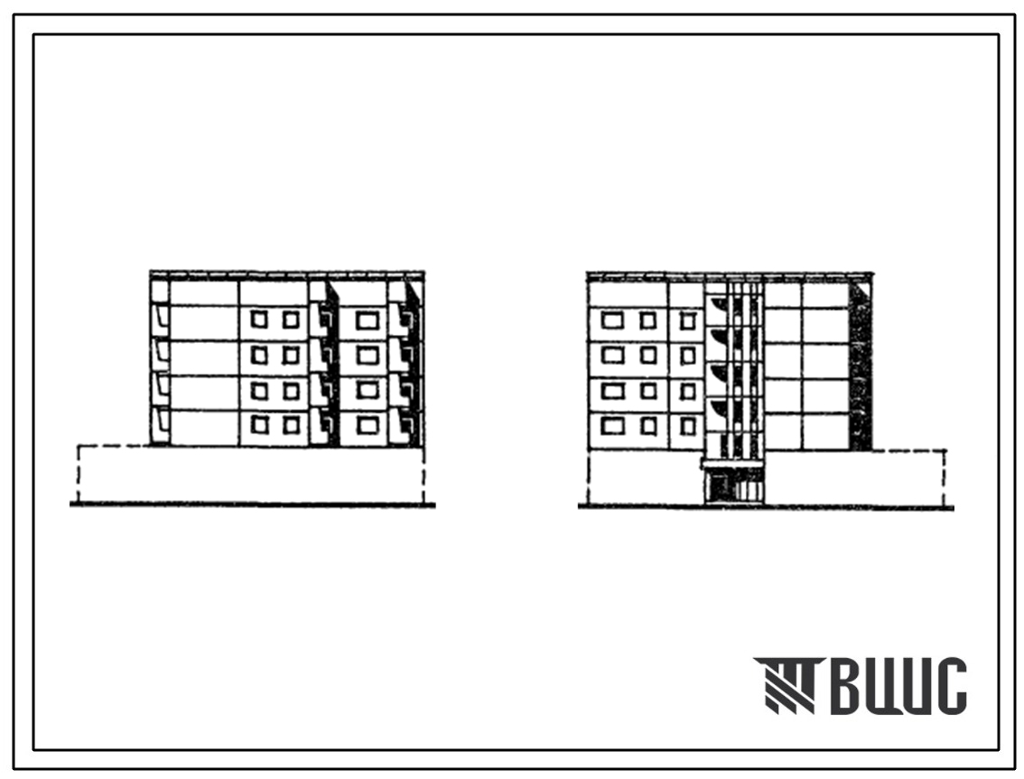 Типовой проект 93-057.13.87 Блок-секция 5-этажная 16-квартирная угловая левая со свободным первым этажом 2-3-3-4. Для строительства в г. Мурманске и Мурманской области.