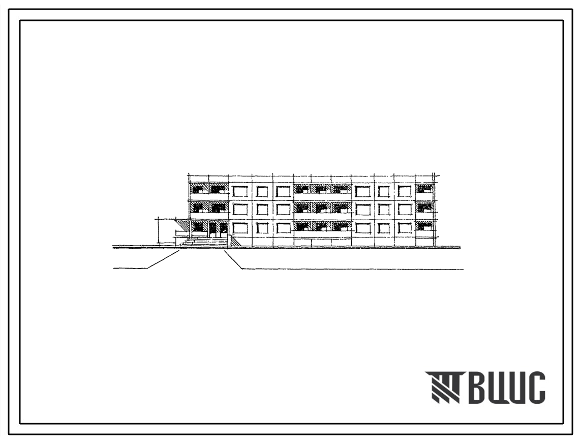 Типовой проект 161-121-58/1 Трехэтажное общежитие на 100 мест для строительства в 1В климатическом подрайоне, 2 и 3 климатических районах