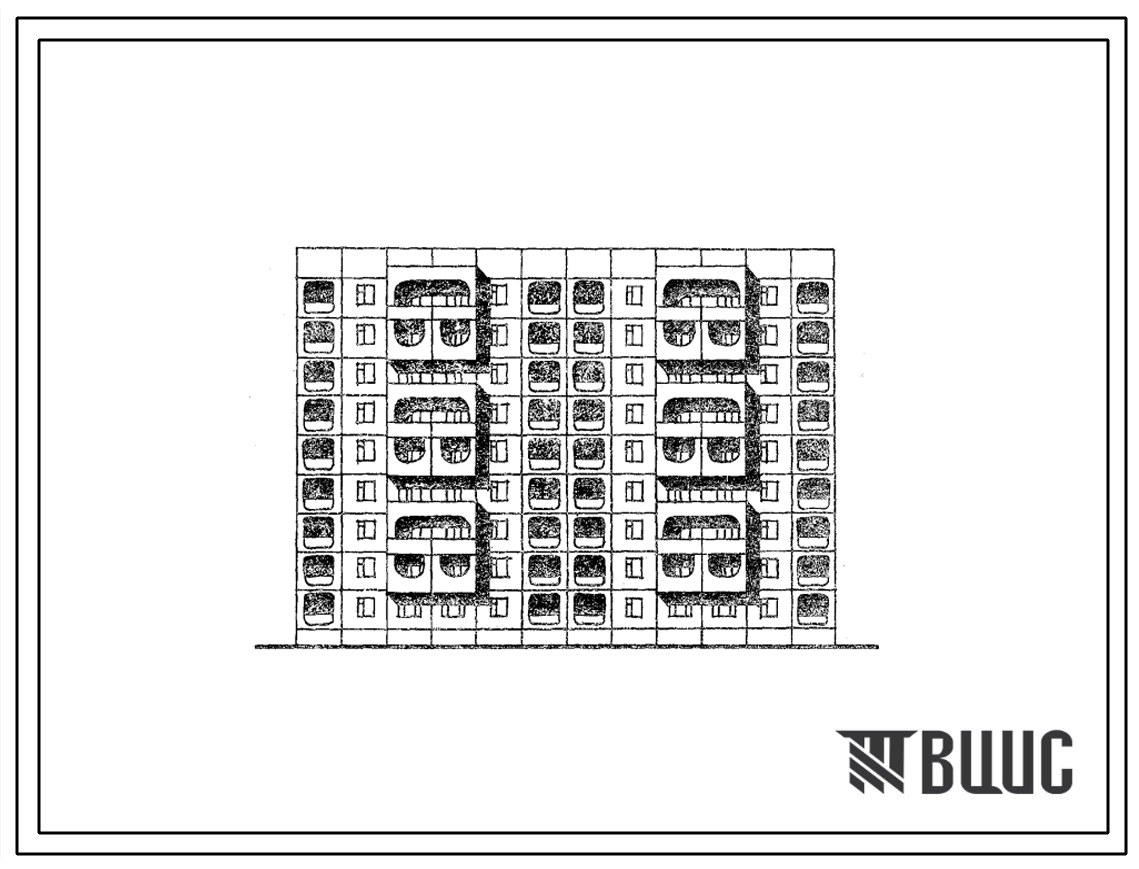 Типовой проект 105-092с.84 Блок-секция 9-этажная 54-квартирная 3Б.1Б.3Б-3Б.1Б.3Б рядовая с торцевыми окончаниями. Для строительства во 2 климатическом районе Киргизской ССР сейсмичностью 8 баллов.