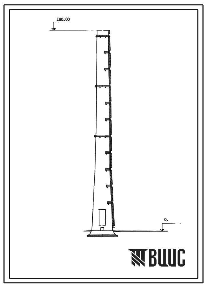 Фасады Типовой проект 907-2-94 Труба дымовая железобетонная Н=180 м, До=9,6 м для котельных электростанций