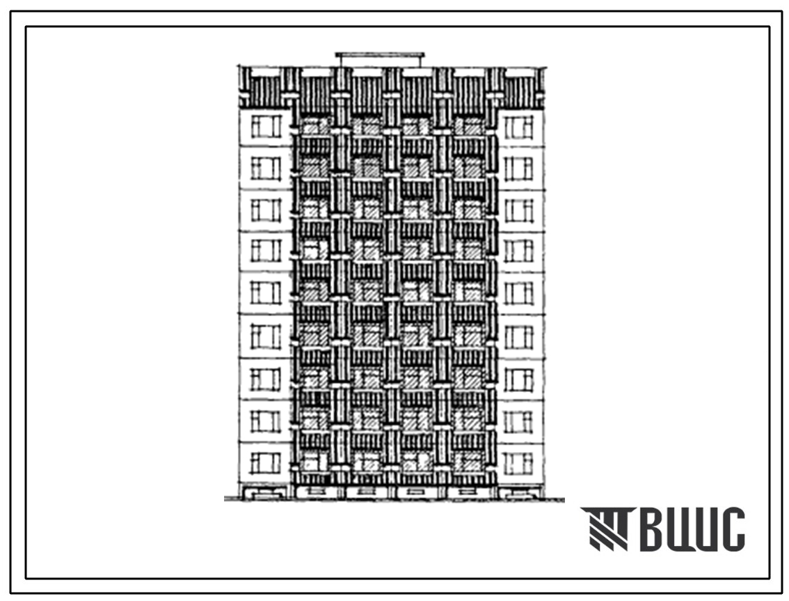 Типовой проект 76-0104с.13.87 Блок-секция 9-этажная 18-квартирная рядовая с торцевыми окончаниями 4.4. Для строительства в Таджикской ССР.