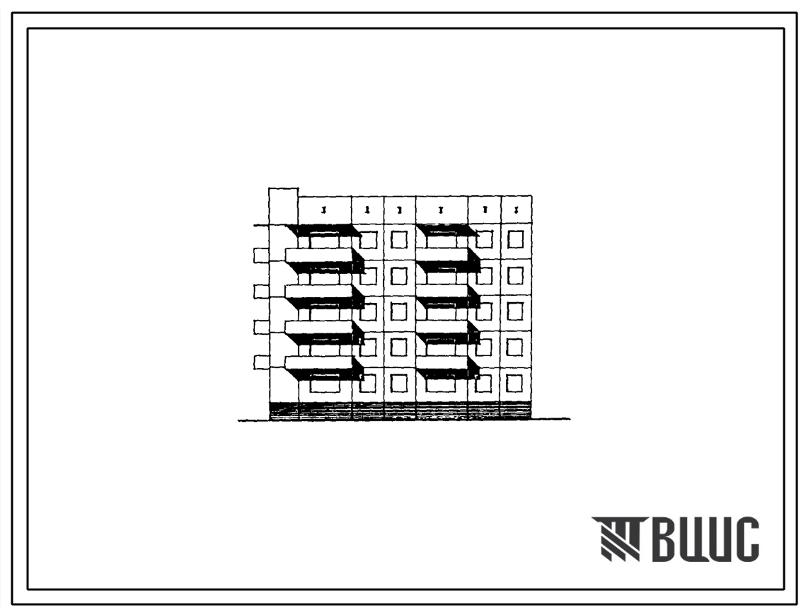 Типовой проект 97-0232.86 Пятиэтажная блок-секция угловая левая на 20 квартир с наружными стенами из ячеистого бетона