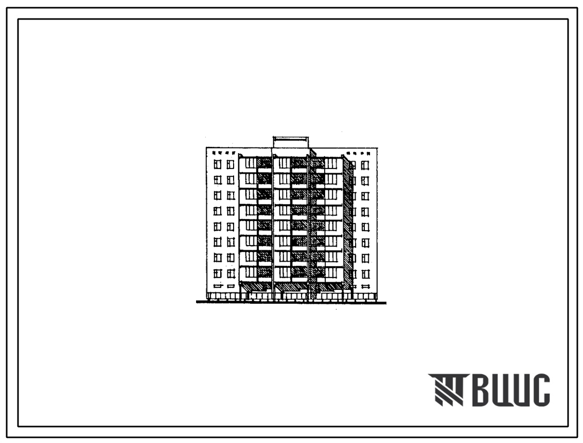 Типовой проект 68-016м.85 Девятиэтажная блок-секция рядовая с торцевыми окончаниями на 40 квартир