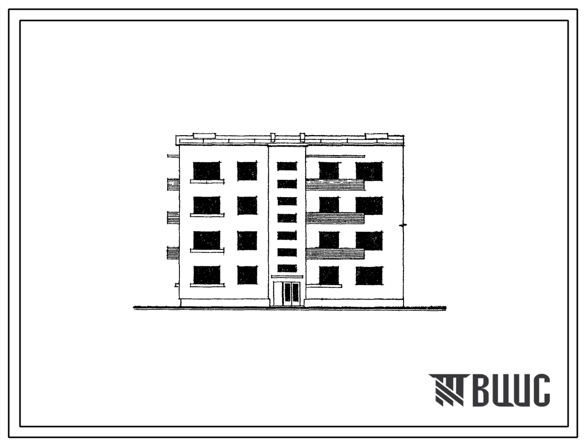 Типовой проект 30-01 Четырехэтажная блок-секция на 12 квартир (однокомнатных 1Б-4, двухкомнатных 2Б-4, трехкомнатных 3Б-4). Торцевые левые, торцевые правые и рядовые для строительства в 1В и 2В климатических подрайона