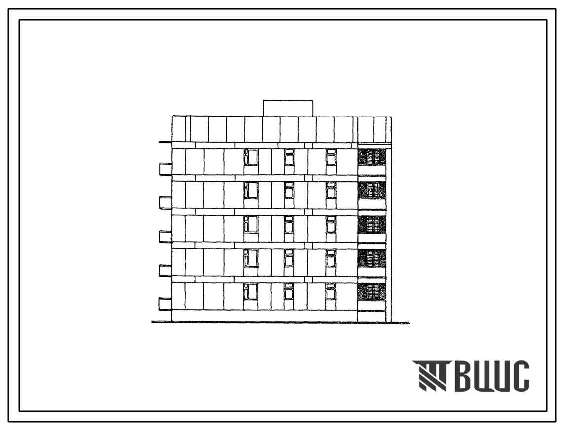 Типовой проект 87-0103п/2 Блок-секция торцовая левая 5-этажная 15-квартирная Т-1Б-2Б-3А