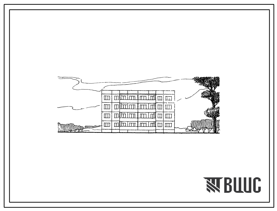 Типовой проект 76-019сп Крупнопанельная четырехэтажная блок-секция на 16 квартир прямая с террасами с двух сторон, для строительства в районах с сейсмичностью 9 баллов.