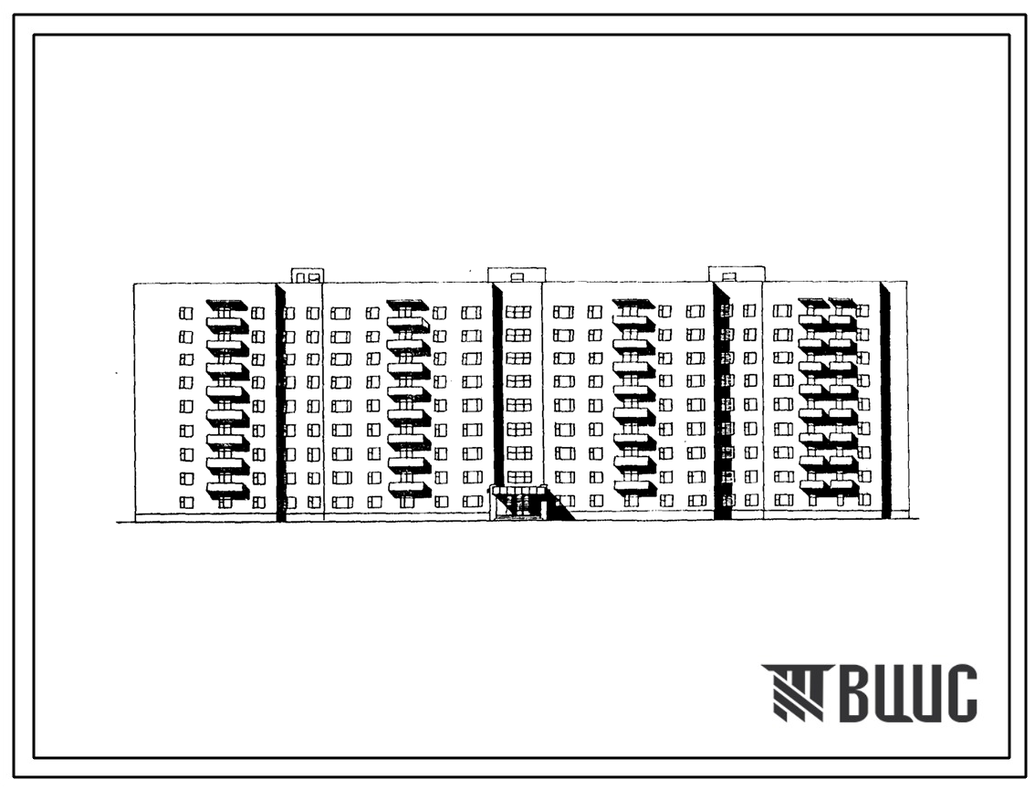 Типовой проект 163-87-148.86 9-этажное общежитие для рабочих и служащих на 608 человек с блоком обслуживания