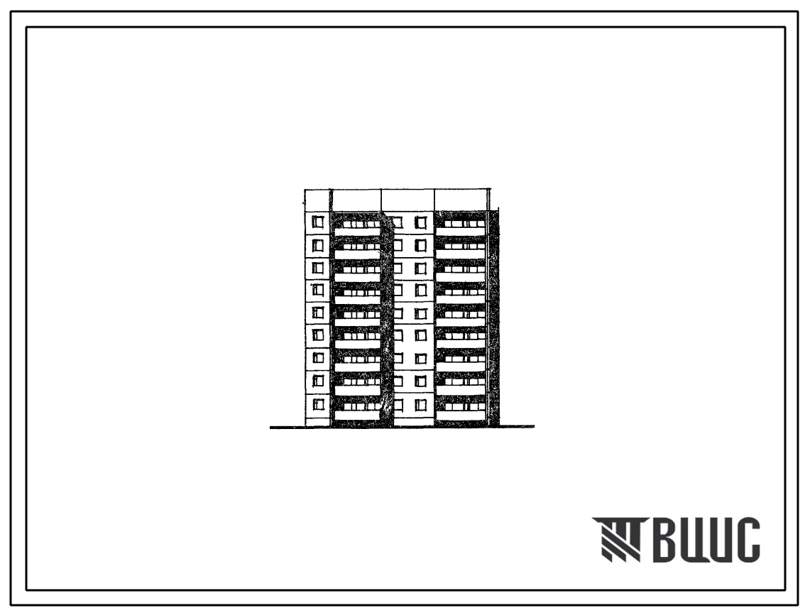 Типовой проект 75-011/1.2 Блок-секция 9-этажная 36 квартирная угловая правая 2Б-2Б-3Б-3А