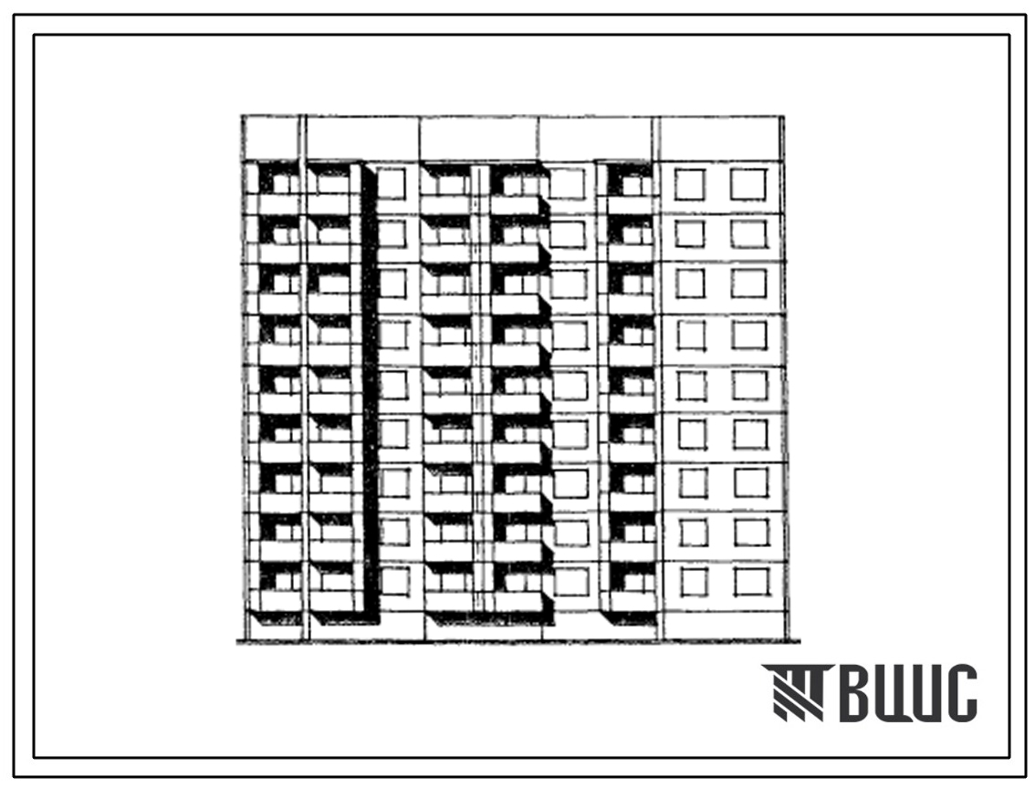 Типовой проект 91-052.13.86 Блок-секция угловая правая 9-этажная 45-квартирная 1Б-2Б-3Б-3Б-3Б для Белгородской области