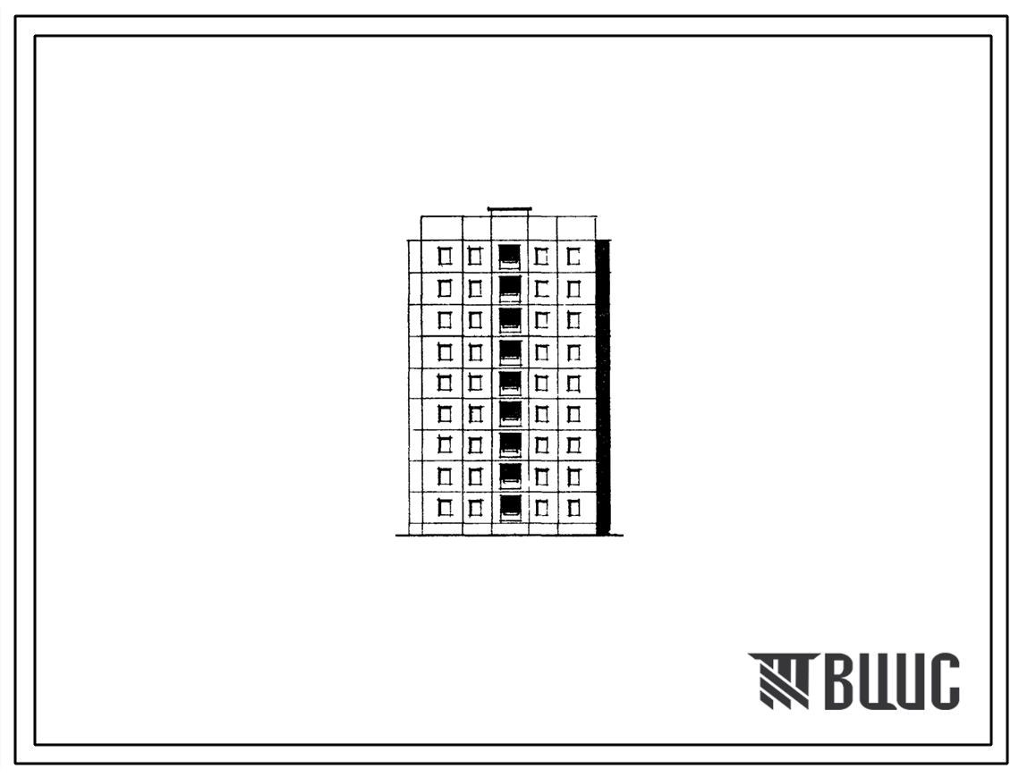 Типовой проект 111-105-22с Девятиэтажный односекционный крупнопанельный дом-блок на 36 квартир (двухкомнатных 2Б-27, трехкомнатных 3Б-9). Для строительства в 3 климатическом районе Киргизской ССР сейсмичностью 8 баллов