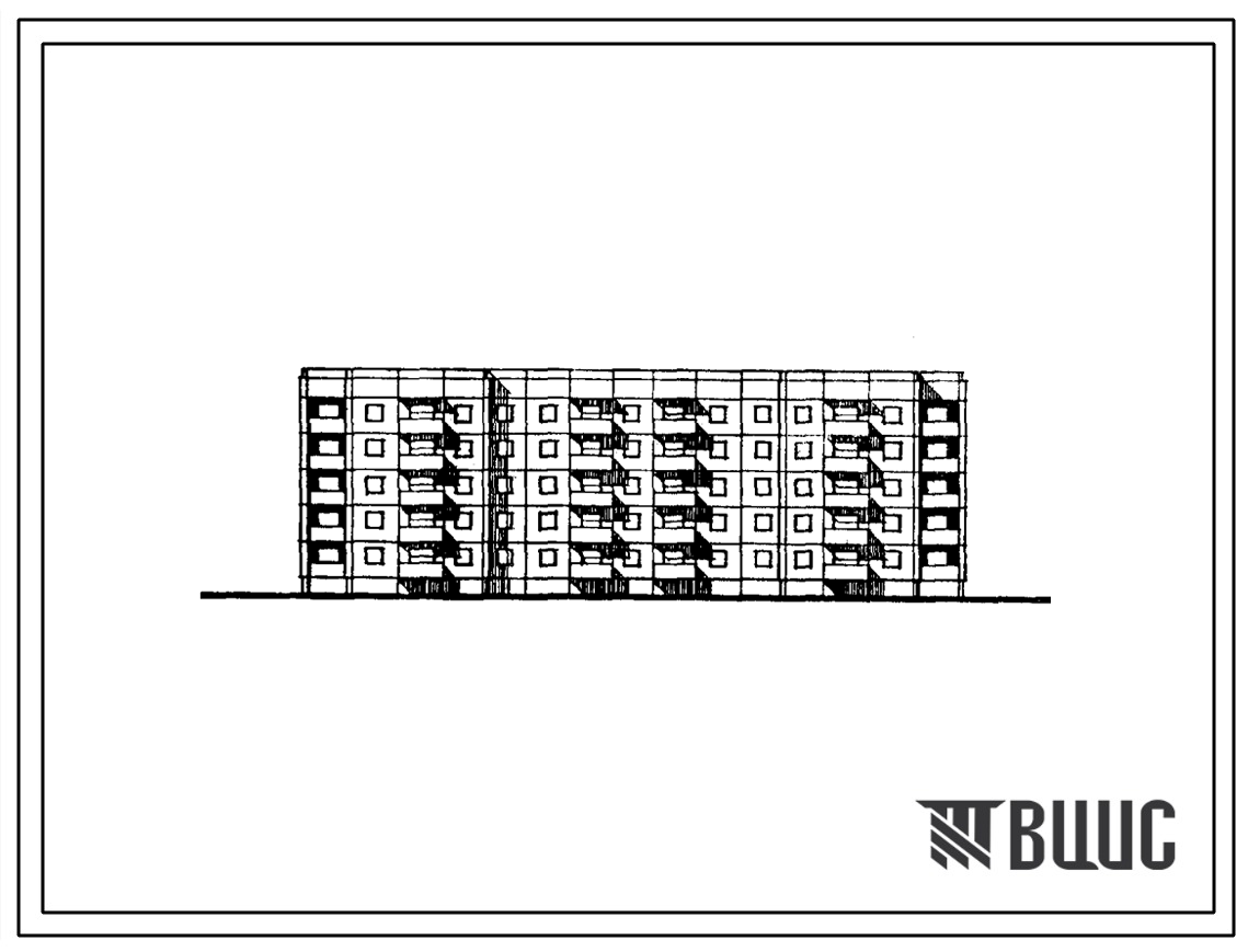 Фасады Типовой проект 111-94-123.85 Пятиэтажный трехсекционный дом на 40 квартир