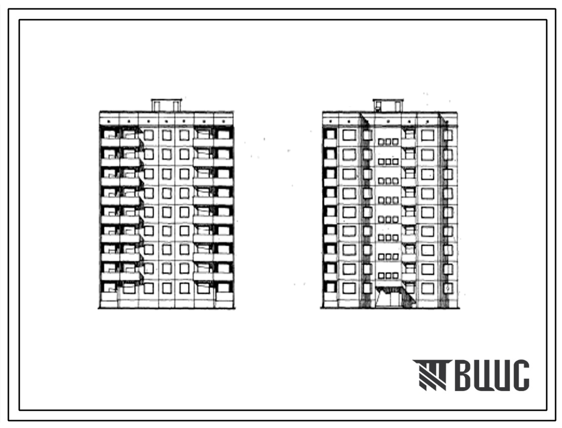Типовой проект 94-017 Девятиэтажная крупнопанельная рядовая и торцевая левая блок-секции на 36 квартир для строительства во 2 и 3 климатических районах Украинской ССР.