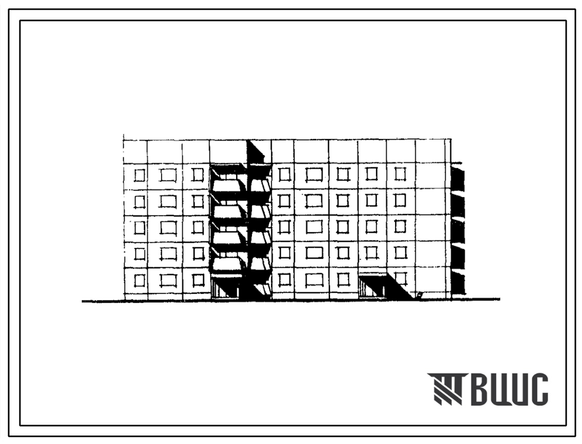 Типовой проект 138-017с/1.2 Блок-секция 5-этажная 29-квартирная торцовая правая 1Б.2Б.2Б.3А.3А.3Б для Сахалинской области