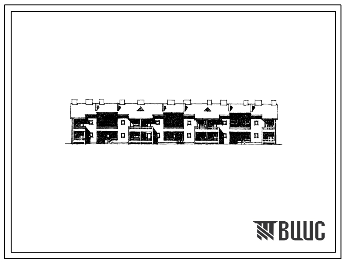 Типовой проект 114-12-142 Двухэтажный трехсекционный жилой дом на 22 квартиры (однокомнатных 1А-8; двухкомнатных 2А-2, 2Б-10; трехкомнатных 3Б-2) для строительства во 2 климатическом районе 1В климатическом подрайоне с возможностью применения в 3 климатич