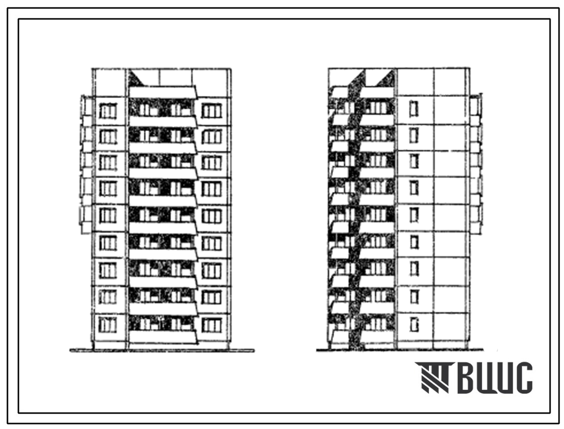 Типовой проект 134-037в.13.86 Жилой блок 9-этажный 27-квартирный левый 1Б.1Б.4Б (в г.г. Ворошиловграде и Донецке)