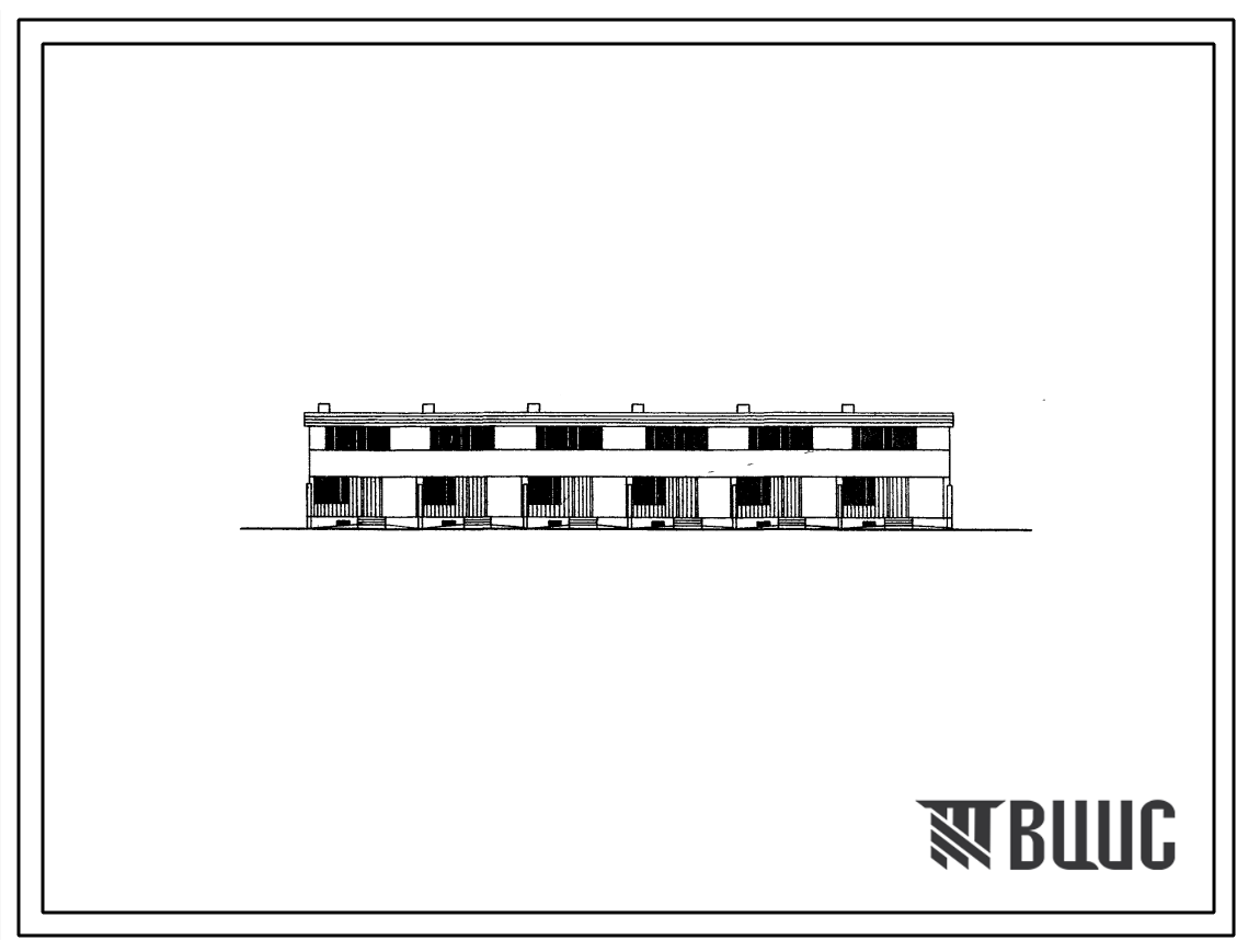 Типовой проект 145-23-54 Двухэтажный блокированный жилой дом на 6 квартир  с 5-комнатными квартирами 5Б-6. Для строительства в 2А и 2Б климатических подрайонах Эстонской ССР