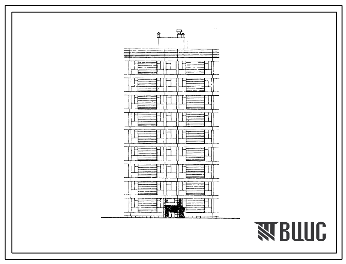 Типовой проект 111-016с Блок-секция поворотная на 18 квартир каркасно-панельных девятиэтажных жилых домов.