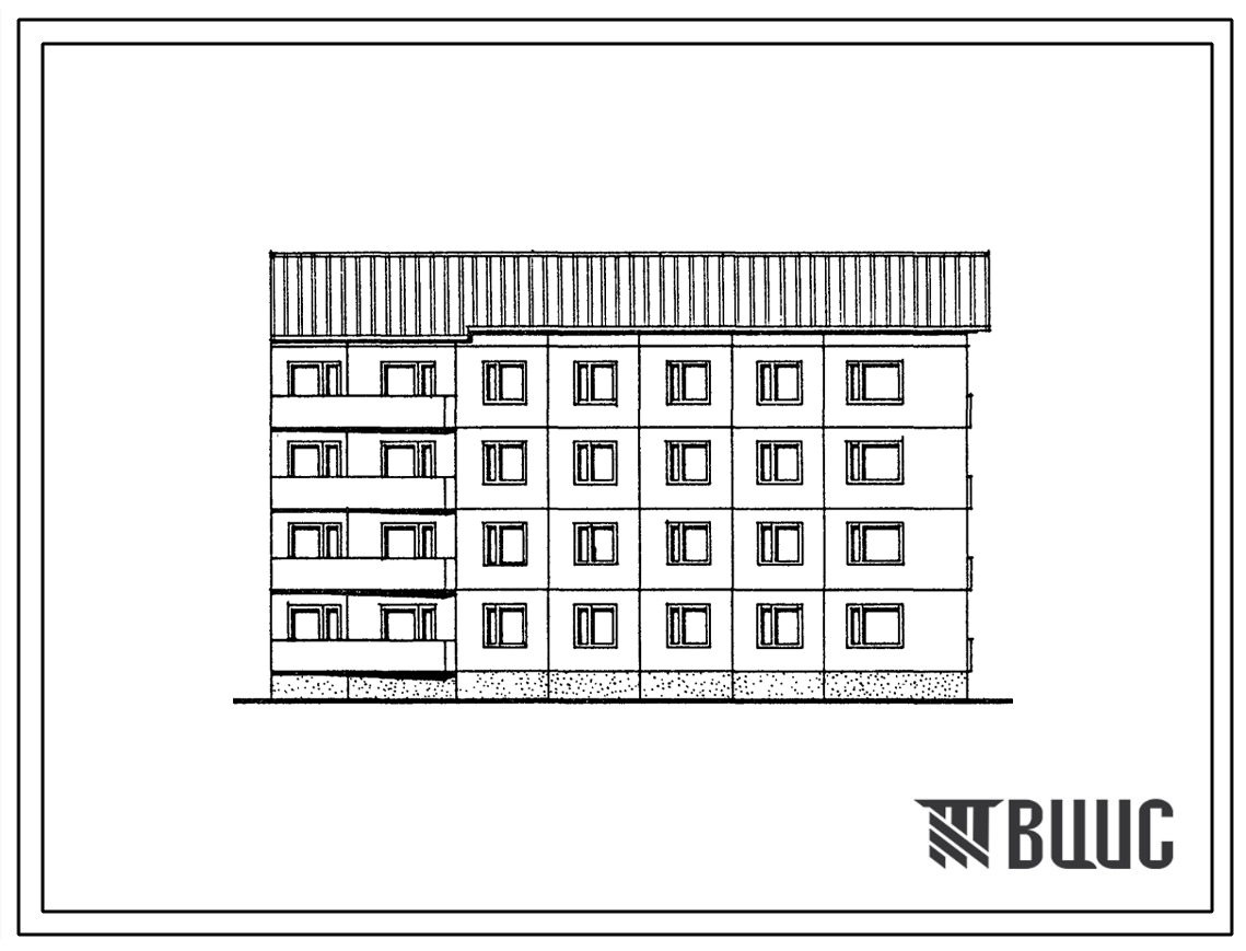 Типовой проект 121-0185.13.88 4-этажная 16-квартирная торцевая правая блок-секция 2.2.2.3 для строительства в Московской области