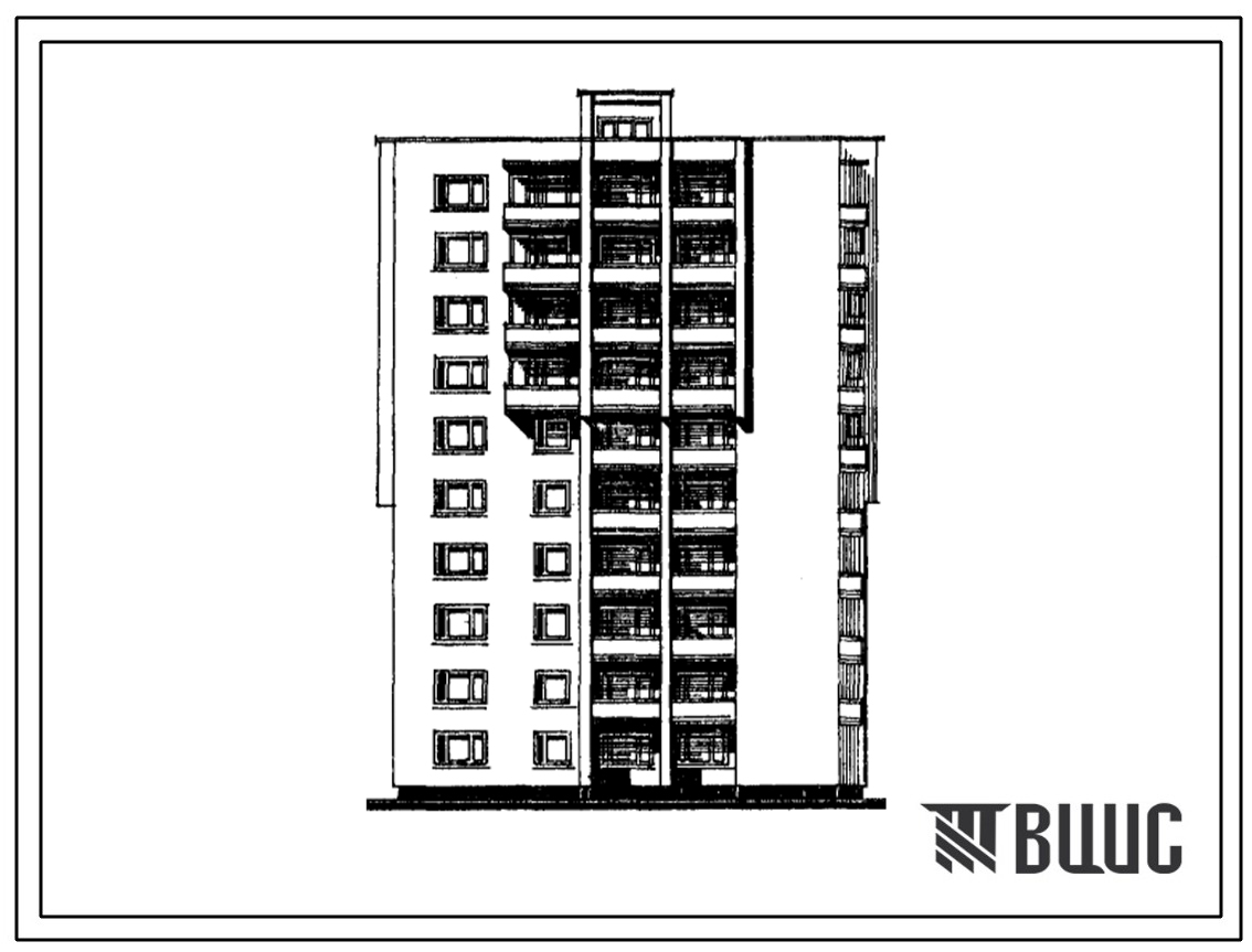 Типовой проект 117-015/1 Девятиэтажная блок-секция на 38 квартир (однокомнатных 1Б-9, двухкомнатных 2Б-19, четырехкомнатных 4Б-10). Для строительства во 2В климатическом подрайоне Литовской ССР