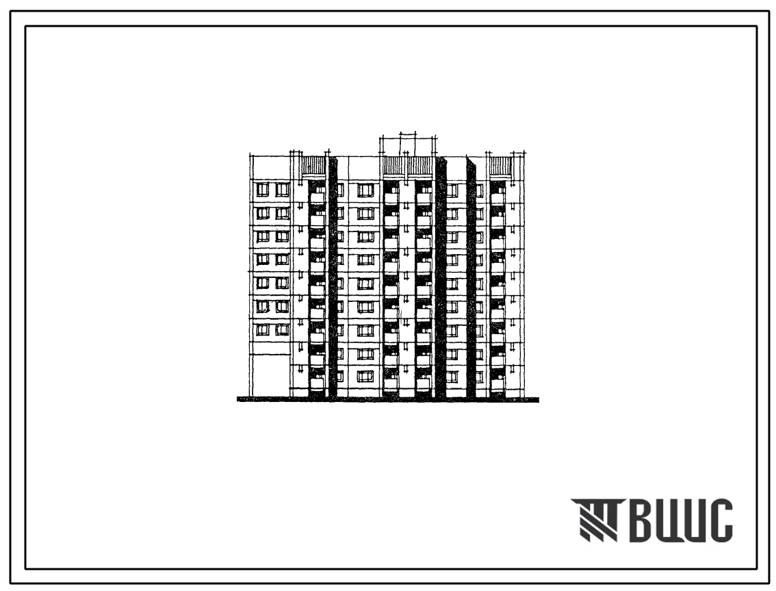 Типовой проект 152-024.13.86 9-этажная рядовая блок-секция на 36 квартир 1Б-2Б-3Б-4Б-5Б с проездом справа (для строительства в г. Гомеле и Гомельской области) 