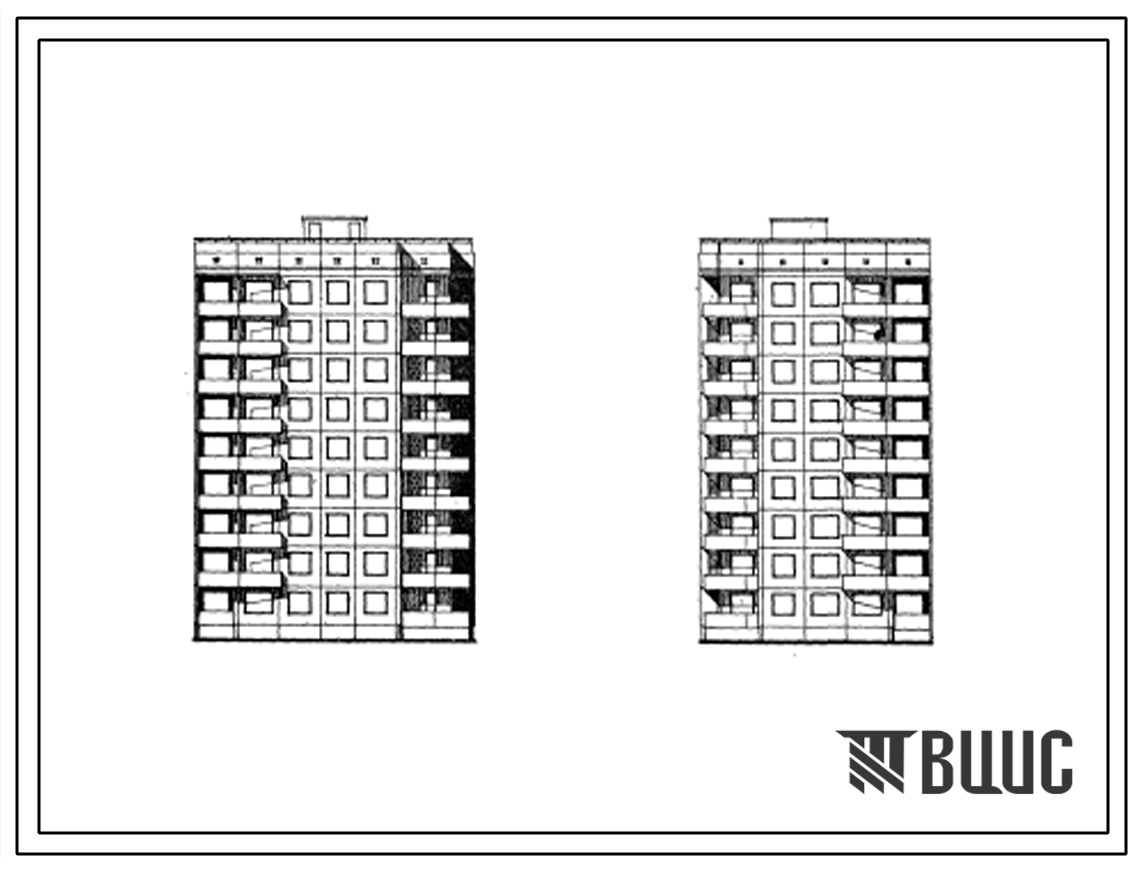 Типовой проект 94-046 Девятиэтажная крупнопанельная угловая блок-секция правая на 36 квартир (двухкомнатных 2Б-10, трехкомнатных 3А-9, трехкомнатных 3Б-17). Для строительства во 2 и 3 климатических районов Украинской ССР.