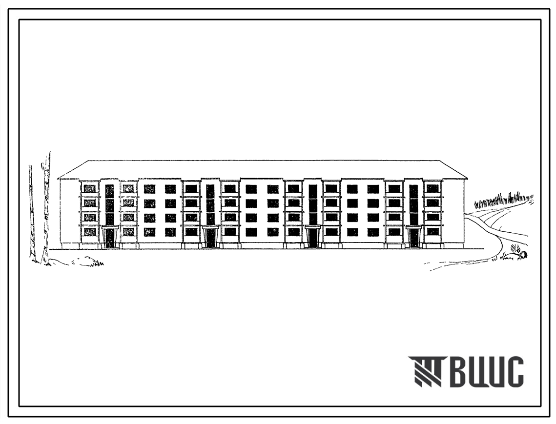 Типовой проект 113-011-3/66  Четырехэтажный, четырехсекционный жилой дом на 48 квартир со стенами из крупныхкерамзитобетонных блоков.