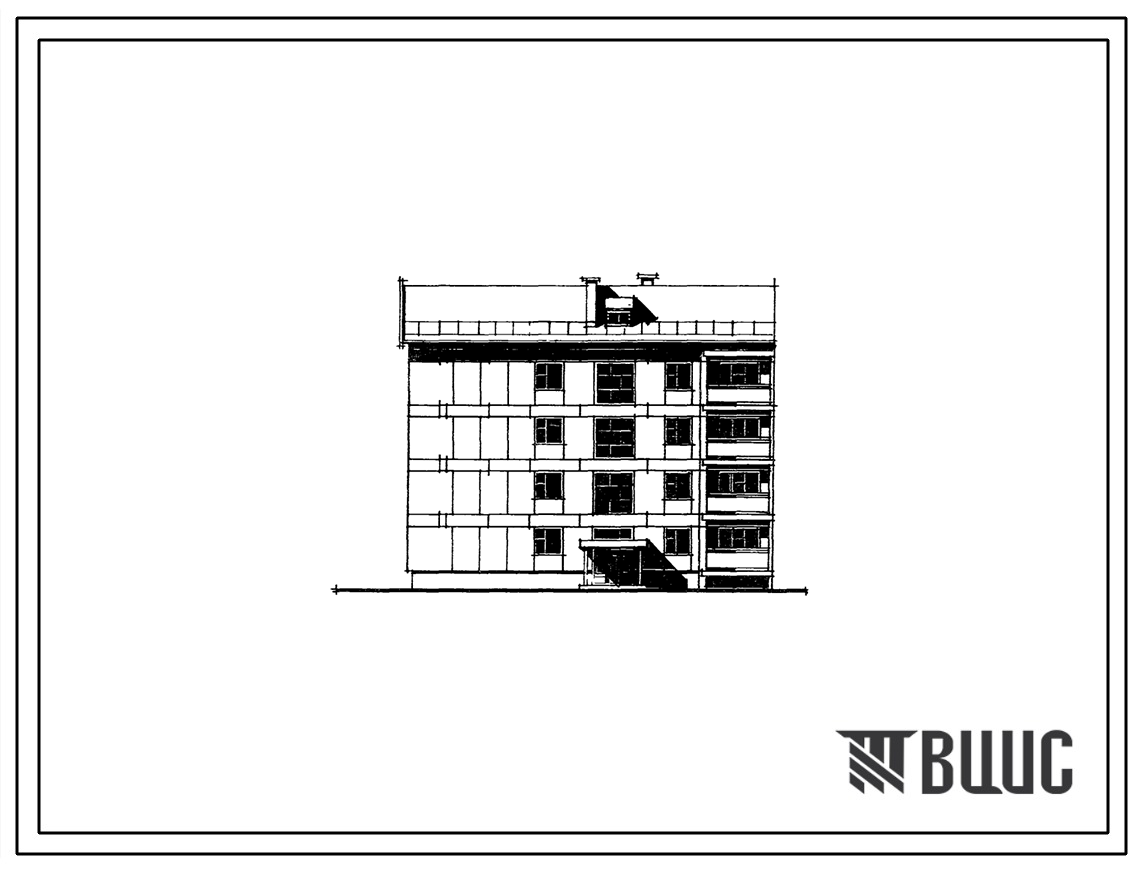 Типовой проект 24-0170.83 4-этажная 12-квартирная торцевая левая блок-секция Т1Б-2Б-3А. Для строительства во 2 и 3 климатических районах.