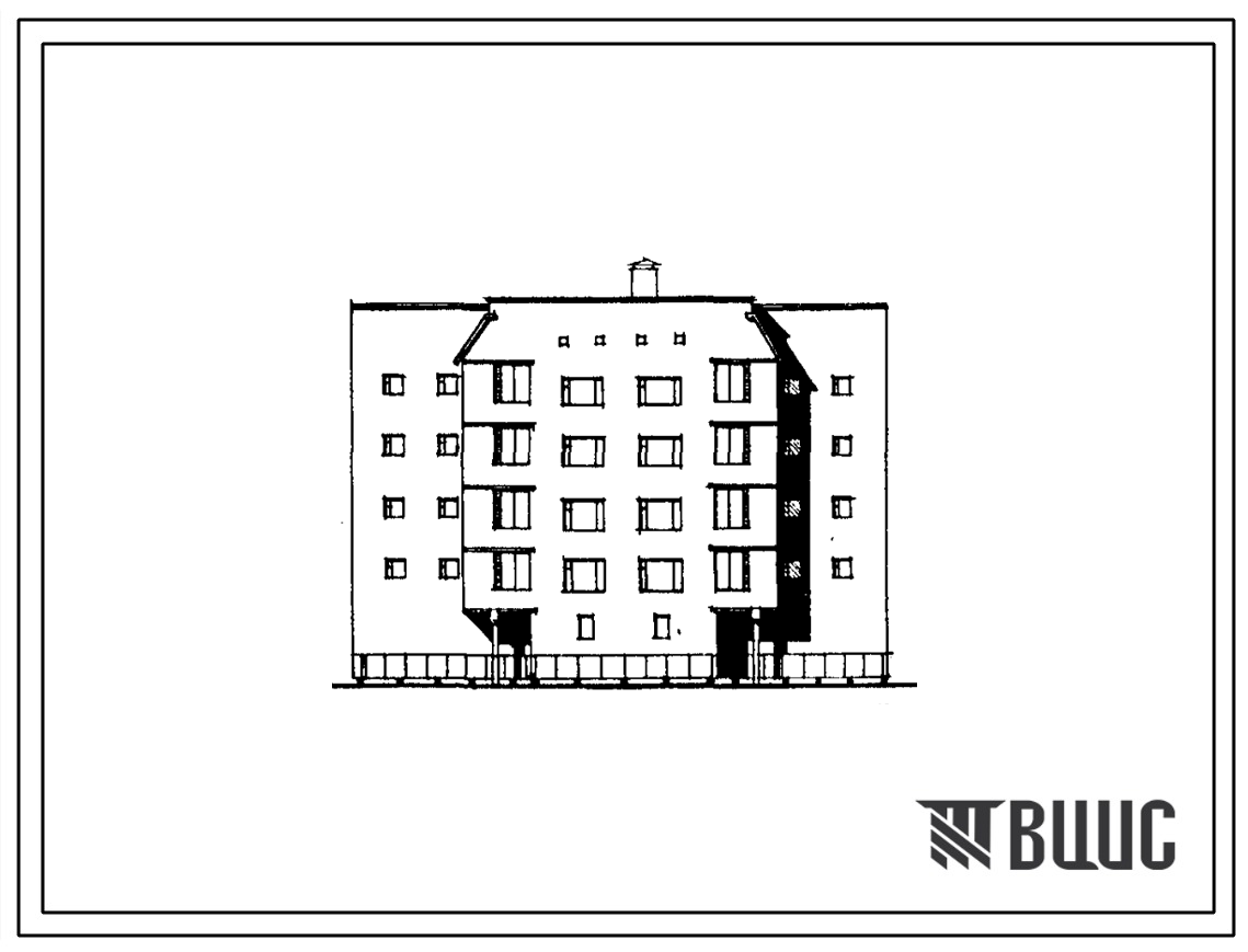 Фасады Типовой проект 68-020м.86 Пятиэтажная блок-секция торцевая левая на 16 квартир