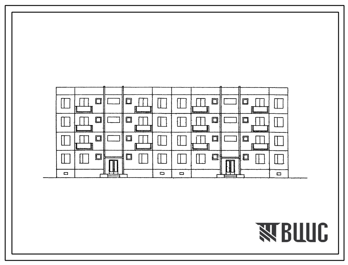 Типовой проект 127-07С/1 Четырехэтажная крупнопанельная рядовая блок-секция на 16 квартир (трехкомнатных 3А-4, 3Б-4; четырехкомнатных 4А-4, 4Б-4).