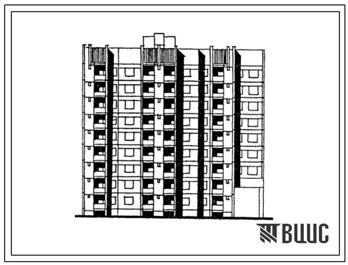 Типовой проект 152-023.13.86 9-этажная рядовая блок-секция на 36 квартир 1Б-2Б-3Б-4Б-5Б с проездом слева (для строительства в г. Гомеле и Гомельской области)