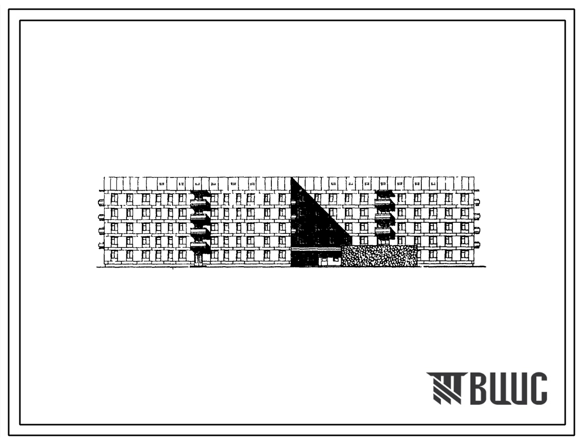 Типовой проект 163-114-37С/1 Пятиэтажное общежитие на  408 мест из крупных легкобетонных блоков. Для строительства в IВ, IIА климатических подрайонах сейсмичностью 9 баллов.