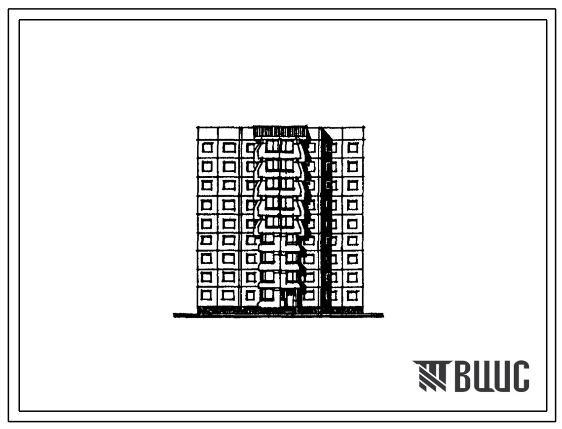 Типовой проект 122-099см.13.89 Блок-секция рядовая 9-этажная 35-квартирная (со сквозным проходом) 2-2-3-3 (для строительства в г. Магадане)