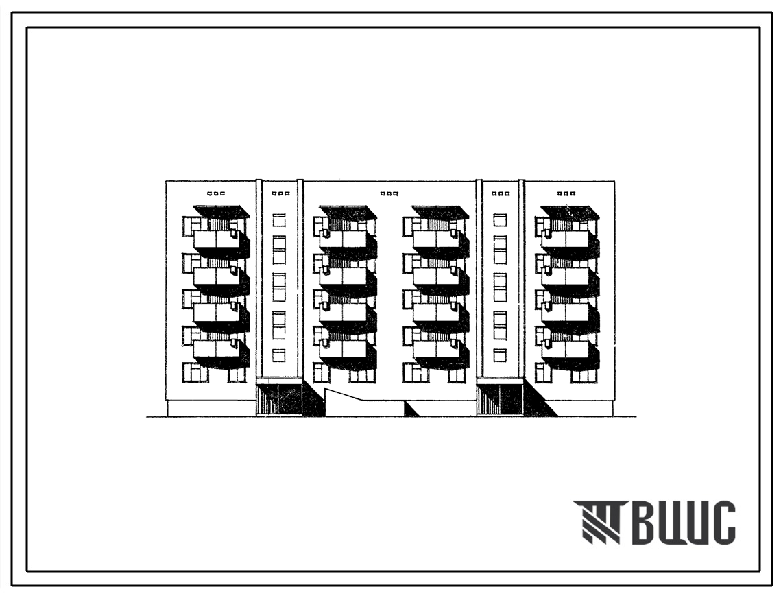 Типовой проект 114-010с/1 Пятиэтажная блок-секция двухсекционная рядовая торцевая на 39 квартир (однокомнатных 1А-10, 1Б-19, двухкомнатных 2Б-9, трехкомнатных 3Б-1) со стенами из кирпича. Для строительства в районах сейсмичностью 8 баллов