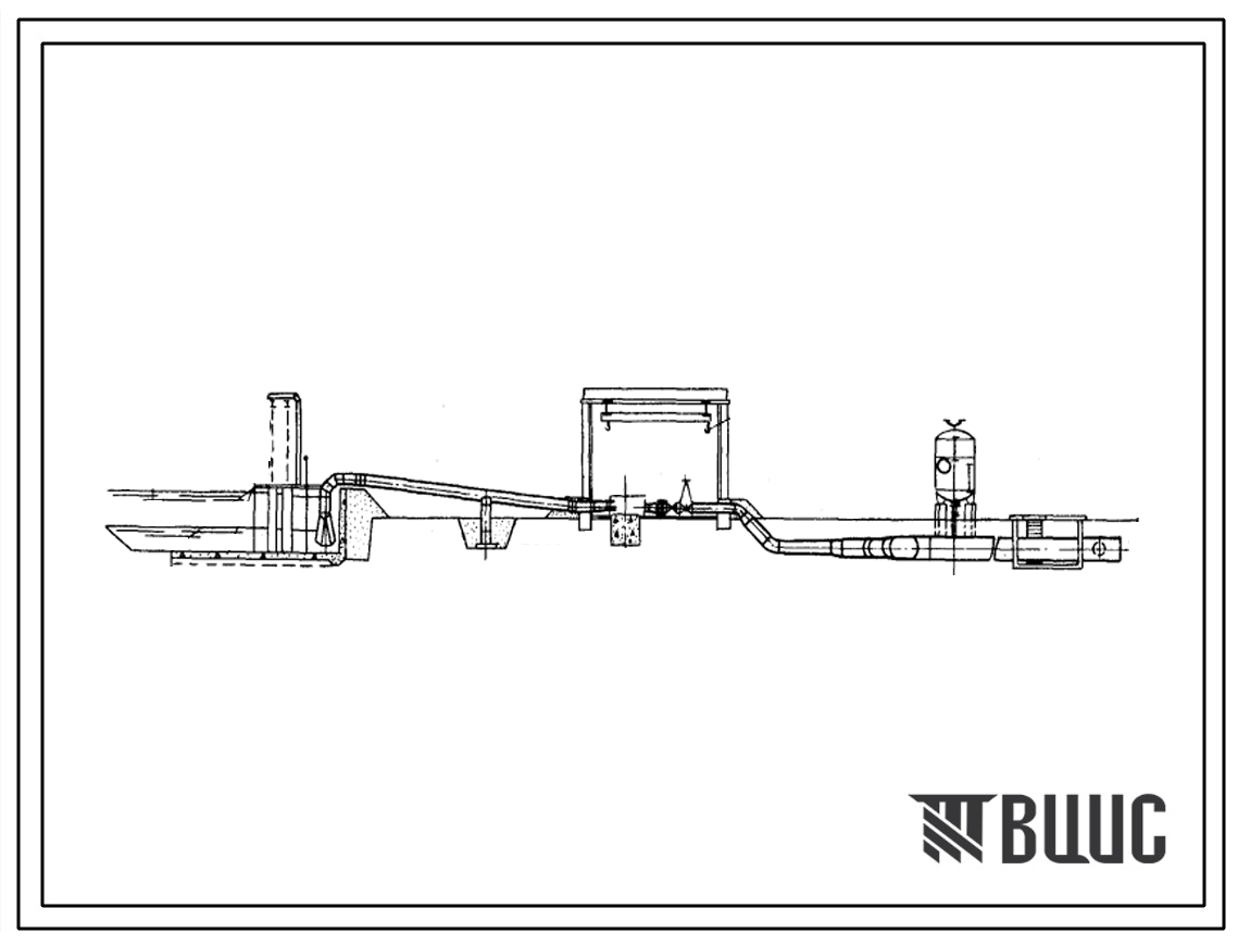 Типовой проект 820-220 Четырехагрегатная насосная станция подачей 1540 л/с с напором 94,5 м, оборудованная насосами Д1600-90, для работы на закрытую сеть , с водозабором из канала (здание бескаркасное).