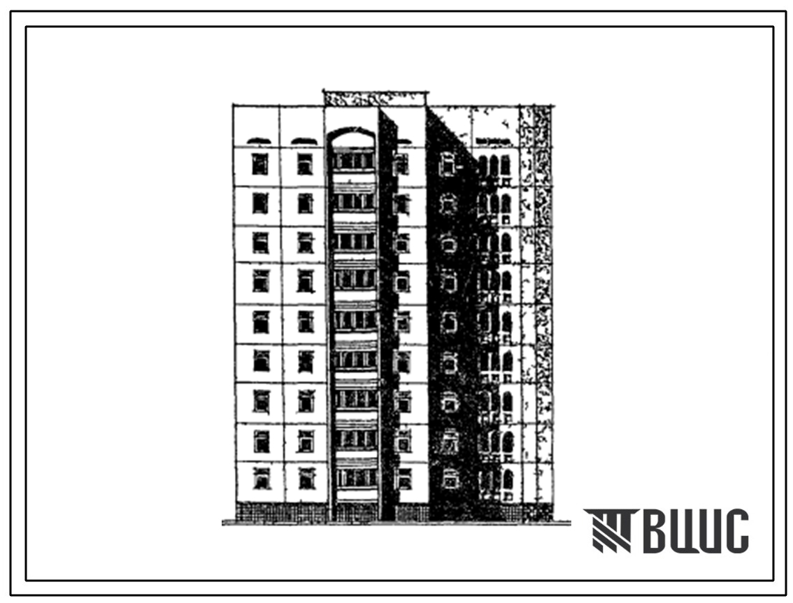 Типовой проект 148-064.13.86 Блок-секция 9-этажная 27-квартирная угловая правая 2-2-5 для строительства в г. Мары