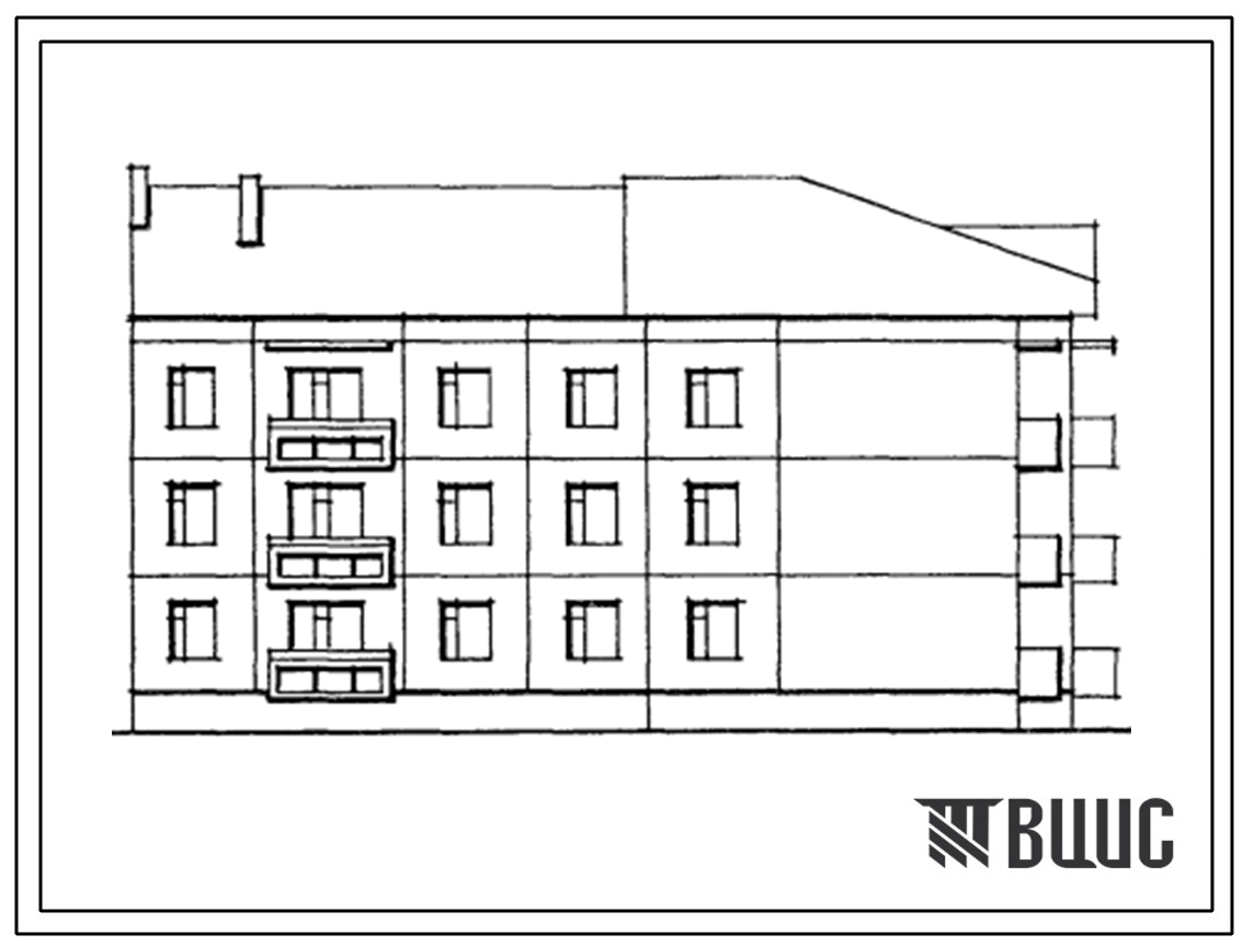 Типовой проект 192-06.88 Трехэтажная блок-секция поворотная на 900 на 9 квартир. Для строительства в городах и поселках городского типа