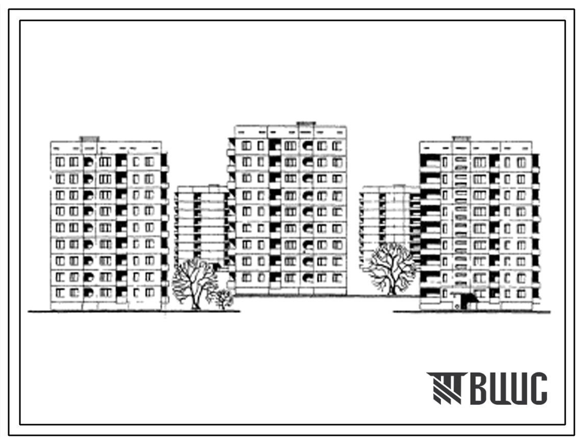Типовой проект 135-068 Девятиэтажная блок-секция торцовая правая на 27 квартир (двухкомнатных 2Б-18; трехкомнатных 3А -9).