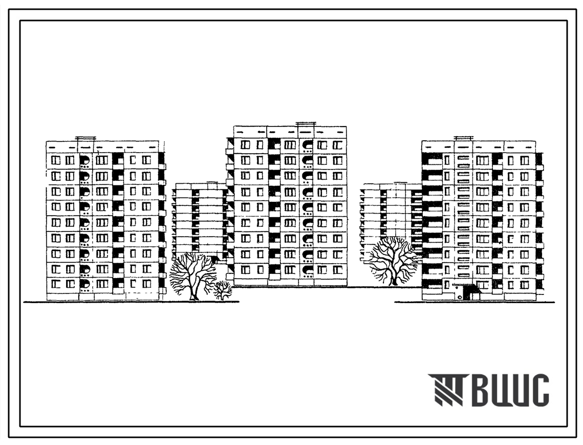 Типовой проект 135-080 Девятиэтажная блок-секция торцовая левая на 27 квартир (двухкомнатных 2Б-18; трехкомнатных 3А-9).