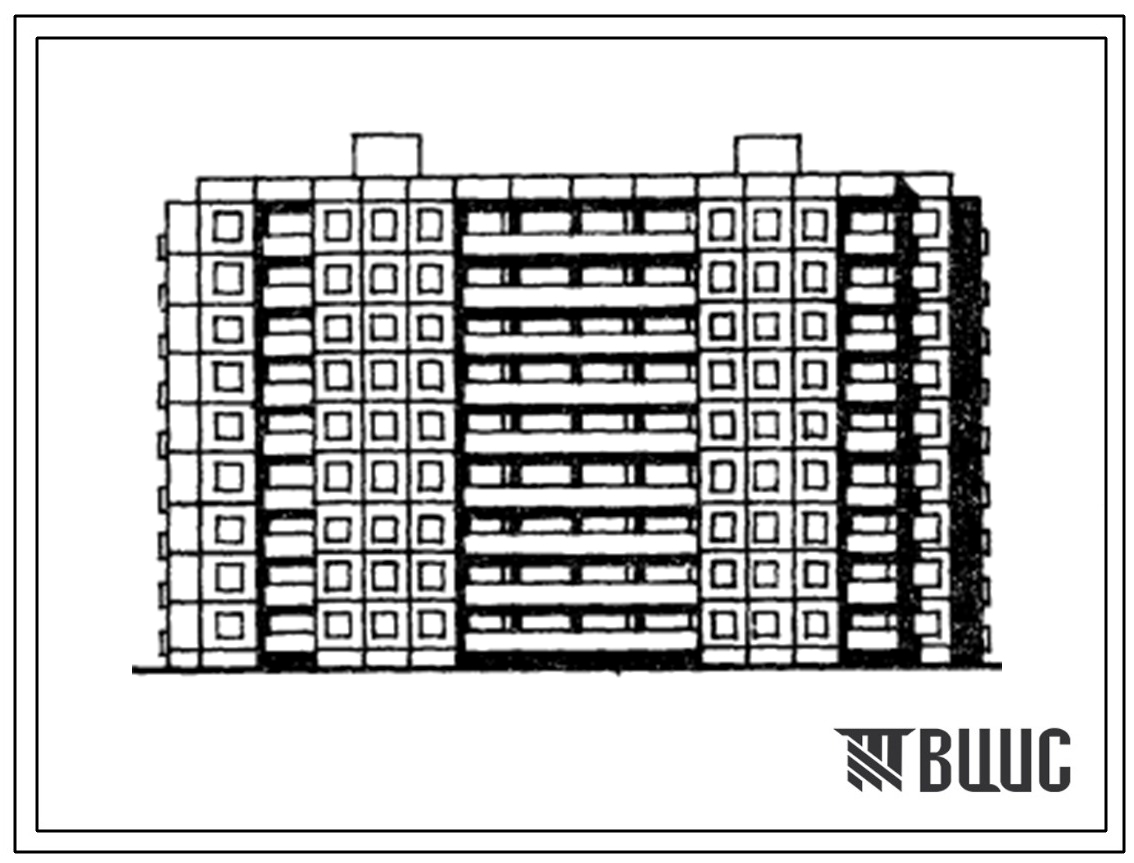 Типовой проект 1-464МСВ-2/1.2 Дом девятиэтажный двухсекционный  72-квартирный крупнопанельный.