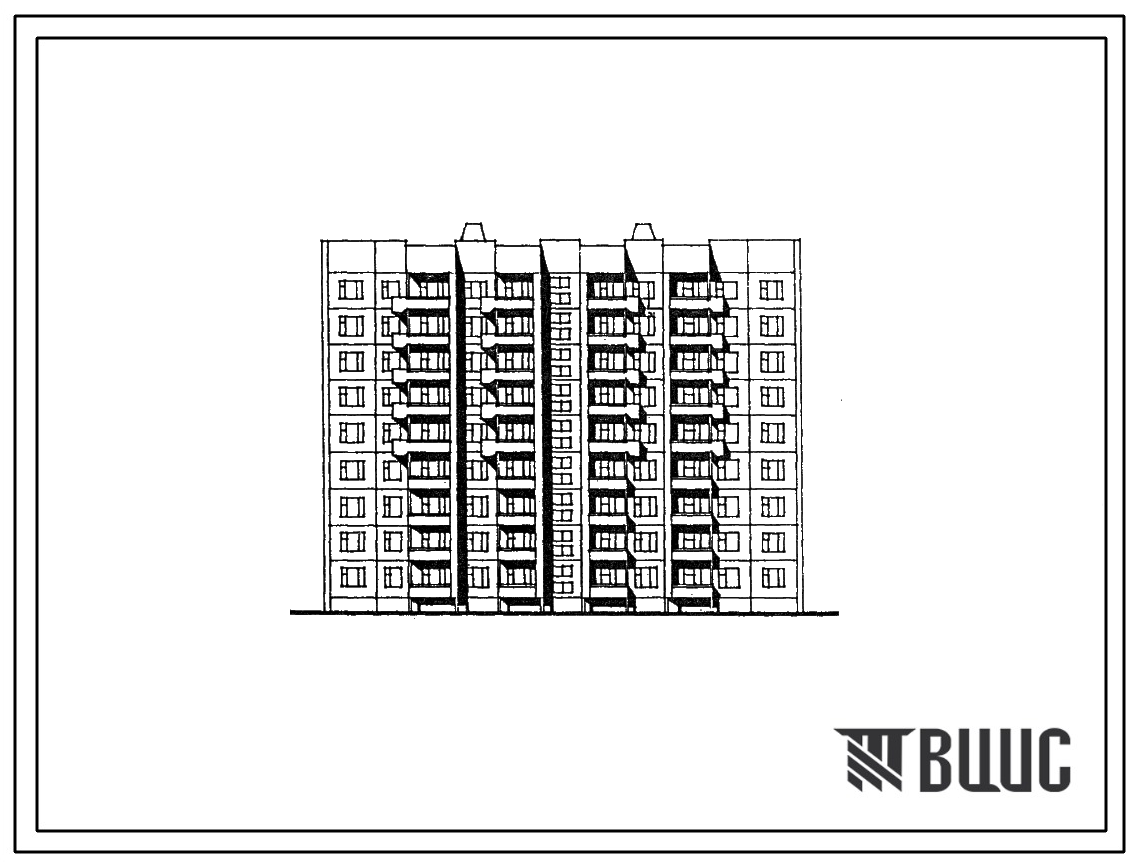 Типовой проект 122-097см.13.88 Блок-секция рядовая-торцевая для малосемейных 9-этажная 71-квартирная 1-2. Для Якутской АССР