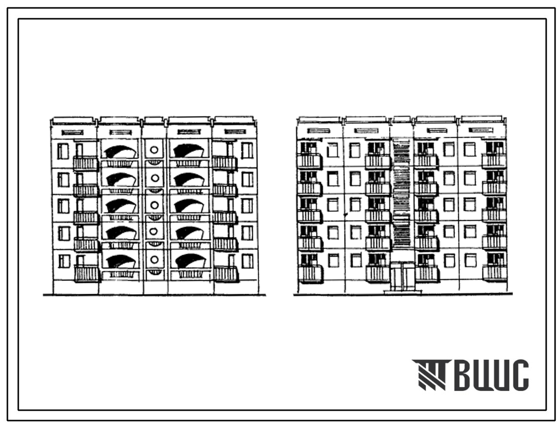 Типовой проект 135-0186с.87 Блок-секция 5-этажная 20-квартирная рядовая с торцовыми окончаниями 2-1-1-2