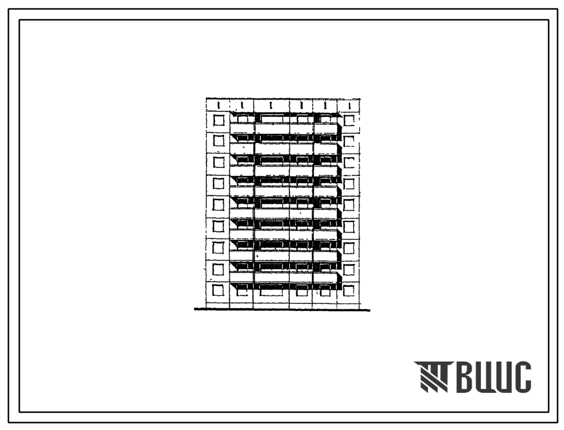 Типовой проект 97-0298.86 Блок-секция 9-этажная 45-квартирная рядовая для малосемейных 1А.1А.1Б.1Б.1Б