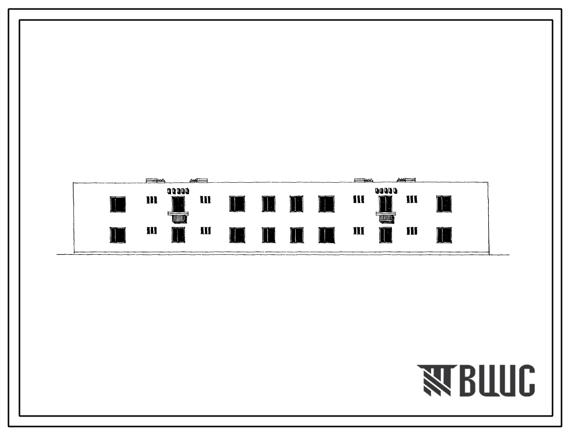 Типовой проект 114-101-35СП Двухэтажный жилой дом на 8 квартир 4А.5А.5А.4А. Для строительства 4А, 4Г климатических подрайонов с сейсмичностью 8 и 9 баллов.